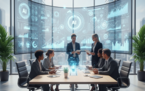 AI enterprise software in action showing intelligent dashboards, machine learning analytics, and automated business processes in 2026