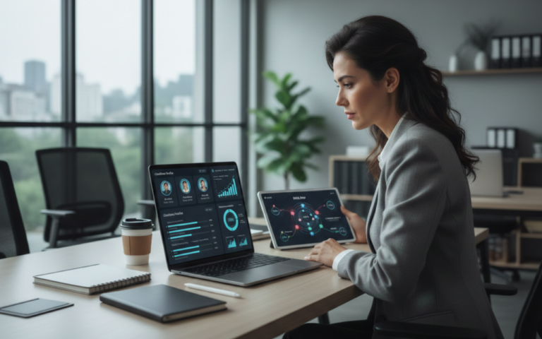 AI talent matching dashboard showing candidate skills, performance metrics, and data-driven hiring insights