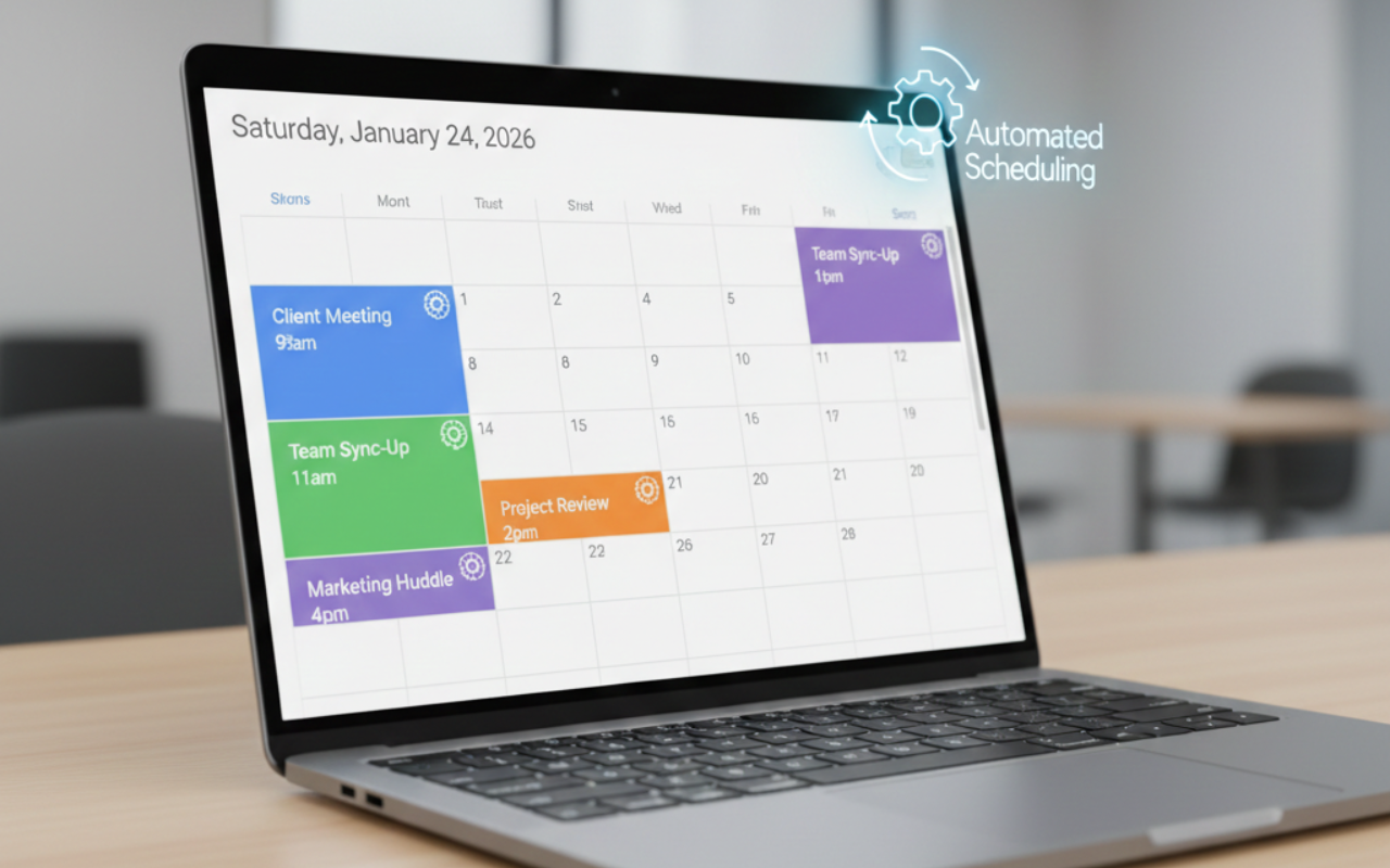 Digital calendar showing automated scheduling to prevent conflicts